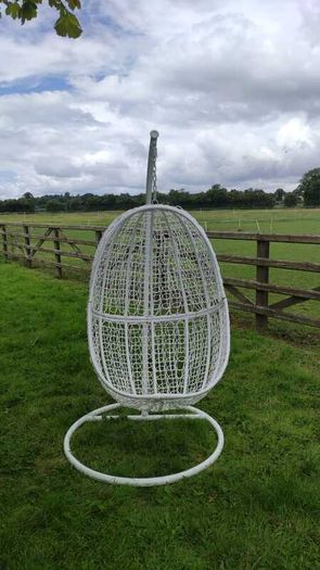 Hanging Egg Chair Rattan Style Cushion & Metal