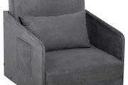 NEW SALE Faux Suede Single Sofa bed W/Pillow-Grey (FREE SHIPPING)