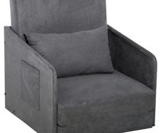 NEW SALE Faux Suede Single Sofa bed W/Pillow-Grey (FREE SHIPPING)