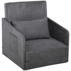 NEW SALE Faux Suede Single Sofa bed W/Pillow-Grey (FREE SHIPPING)
