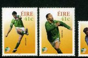 2002 Ireland World Cup Football/ Soccer Heroes (Packie Bonner, Roy Keane, Paul McGrath &amp; David O'Leary) Commemorative Stamps Mint Never Hinged (MNH)