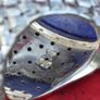 Vintage 1970s Large Lapis Lazuli 18ct White Gold Ring Image 10