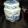 Vintage Antique Chinese Blue White Porcelain Tea Sugar Jar with Lid, Postage Available or collection Image 4