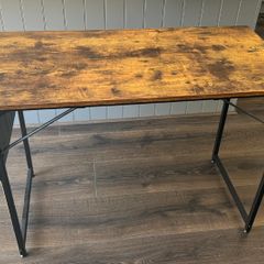 Small Office Desk - Rustic Brown & Black - 100 x 50 x 75 cm