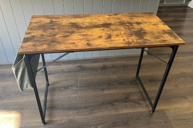 Small Office Desk - Rustic Brown & Black - 100 x 50 x 75 cm