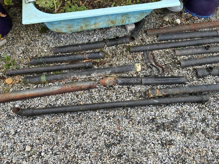 Cast iron gutters and pipes