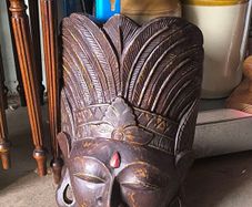 Large Vintage Hand-Carved Balinese Wooden Mask (Dewi Sri)