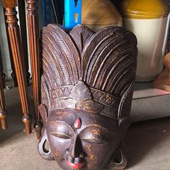 Large Vintage Hand-Carved Balinese Wooden Mask (Dewi Sri)