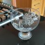 Vintage footed etched glass bowl with floral design Image 4