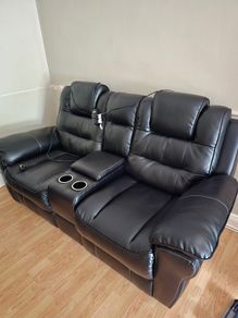 2 seater console sofa with power recliners