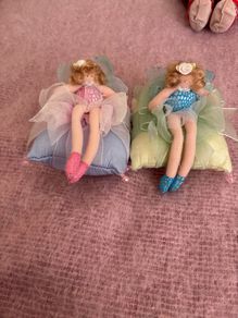 Fairies - 2 cute little Fairy Dolls on cushions