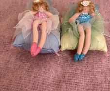 Fairies - 2 cute little Fairy Dolls on cushions