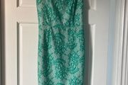 New Look fitted midi dress green and white size 8