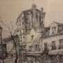 Vintage large French Etching of Paris Street framed Image 4