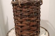 Antique Wicker Stoneware Whisky Bottle