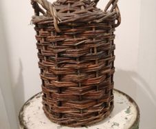 Antique Wicker Stoneware Whisky Bottle