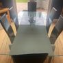Glass & Chrome Dining Room Table with 6 Black leather and Chrome Chairs Image 3