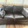 FREE Two x Brown leather 2 seater sofas Image 2