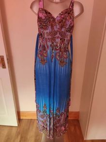Boohoo blue printed maxi dress size UK10 EU38 Perfect condition Postage included