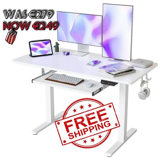 NEW SALE | Height Adjustable Electric Standing Desk with Keyboard Tray, 120 x 60 cm Sit Stand up Desk