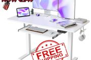 NEW SALE | Height Adjustable Electric Standing Desk with Keyboard Tray, 120 x 60 cm Sit Stand up Desk