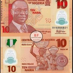 Nigeria | Miscut Error | 2015 | 10 Naira | P.39f | Unc
