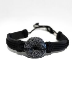 Leather Viking Rune Norse Shield Bracelet Wrist Band Adjustable Arm Band 19cm