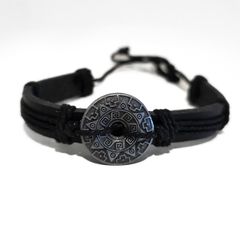 Leather Viking Rune Norse Shield Bracelet Wrist Band Adjustable Arm Band 19cm