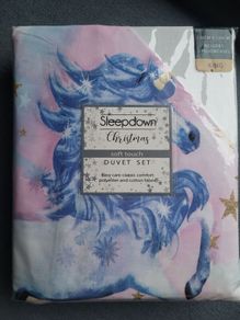 BNWT Christmas Sleepdown Pearly Unicorn King Duvet Set