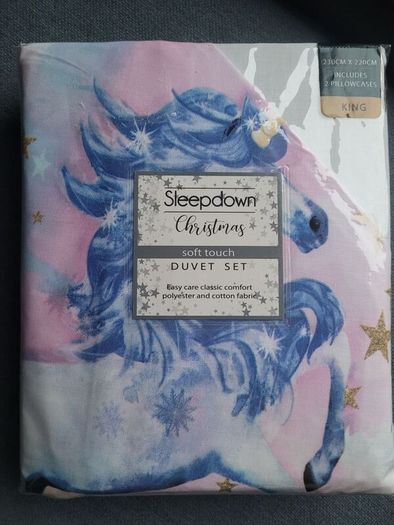 BNWT Christmas Sleepdown Pearly Unicorn King Duvet Set