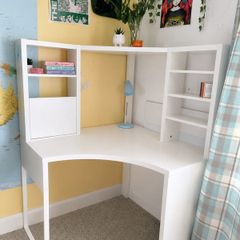 White Study Desk With Shelves - Excellent Condition