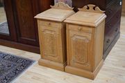 Pair of Quality Carved Ash Bedside Cabinets