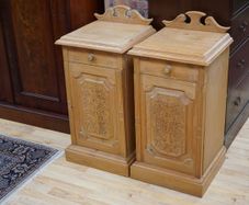Pair of Quality Carved Ash Bedside Cabinets