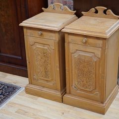 Pair of Quality Carved Ash Bedside Cabinets
