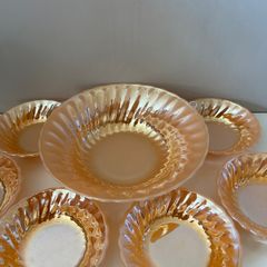 Anchor Hocking Fire King Peach Lustre Serving Bowl and 6 Dishes