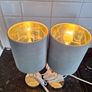 Lovely pair of small table lamps with green shades Image 3