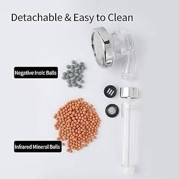 NEW SALE | Shower Head Powerful Flow with Beads Filter Pressure Boosting Shower Head Spray with 3 Modes Water Saving Bathing for Adults Children Pets Home and Gym Use