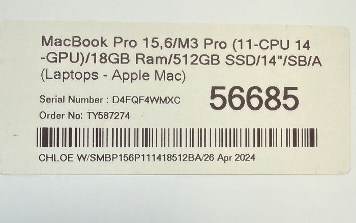 Mac book m3 Pro/14 inch/18GB/512
