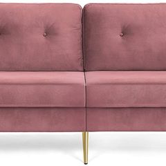 3-seater sofa, couch for living room, cover made of velvet, for apartments, small rooms, wooden frame, metal legs, simple structure, modern design, 183 x 78 x 88 cm, pink