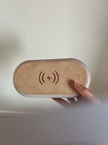 Alarm clock speaker with wireless charger