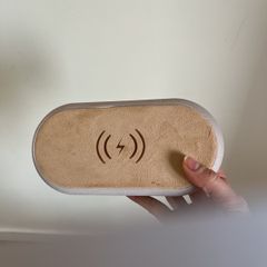 Alarm clock speaker with wireless charger