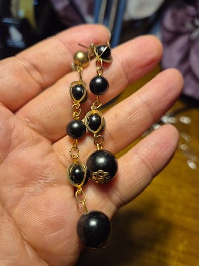 Vintage Black Long Earrings