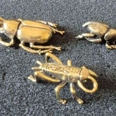 3 brass Insects, solid brass.