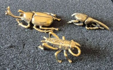 3 brass Insects, solid brass.