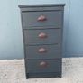 Vintage 4-Drawer Bedside Chest - Farrow & Ball Railings Image 7