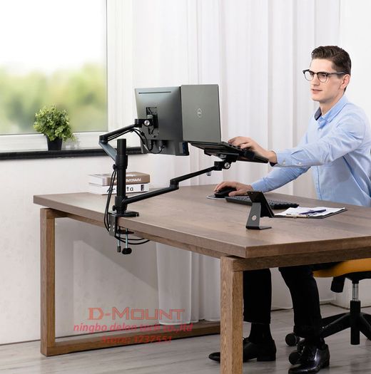 Silver Grey OL-3L aluminum multifunction 10"-17"Ergonomics desk laptop stand 32" monitor desktop holder computer full motion with column bar