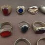 Antique Lot of 15 Handmade Brass Rings Mixed Gemstone & Glass Designs Image 5