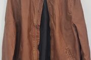 Pull &amp; Bear Tan Leather-Style Bomber Jacket XL / XXL