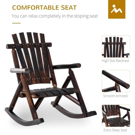 Fir Wood Outdoor Adirondack Rocking Armchair Brown (FREE SHIPPING)
