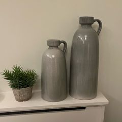X2 Grey Ceramic Jug Ornaments